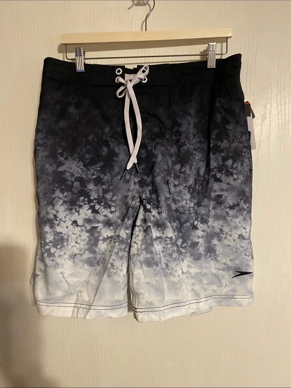 Speedo Black to White Tie-Dye Men's Swim Board Shorts